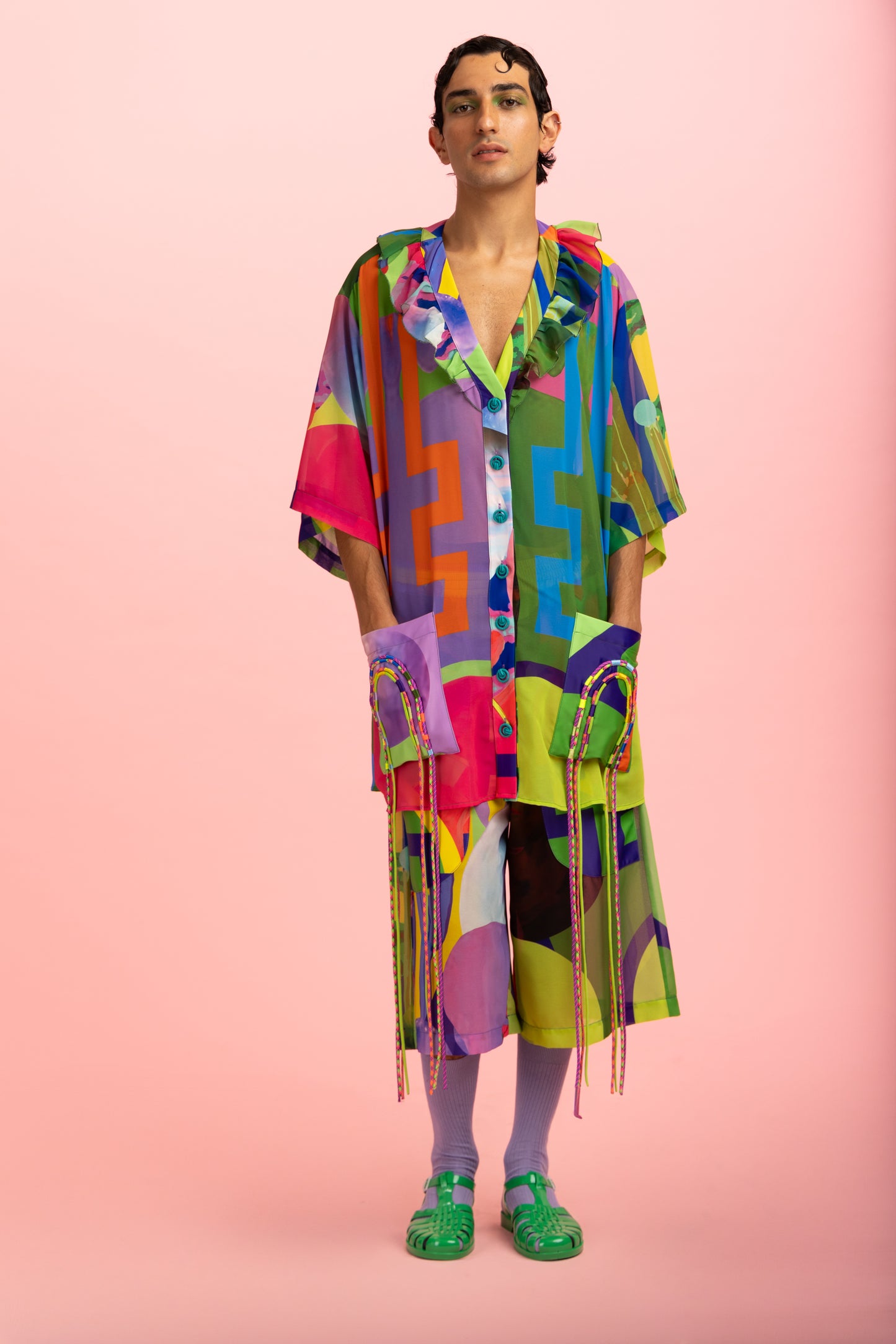 Pink & Green Unisex Oversized Shirt