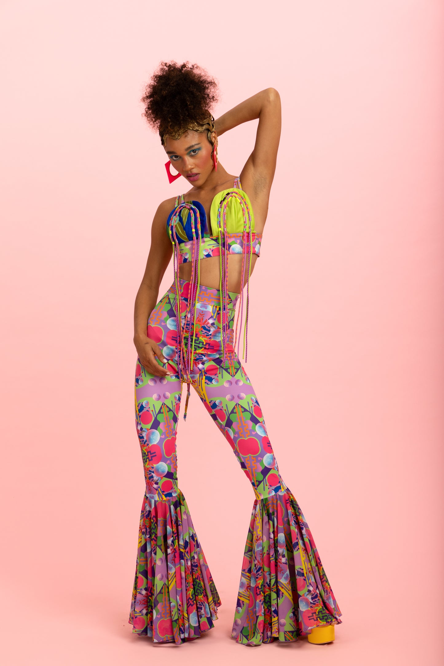 Pink High Waisted Bell Bottom Trousers