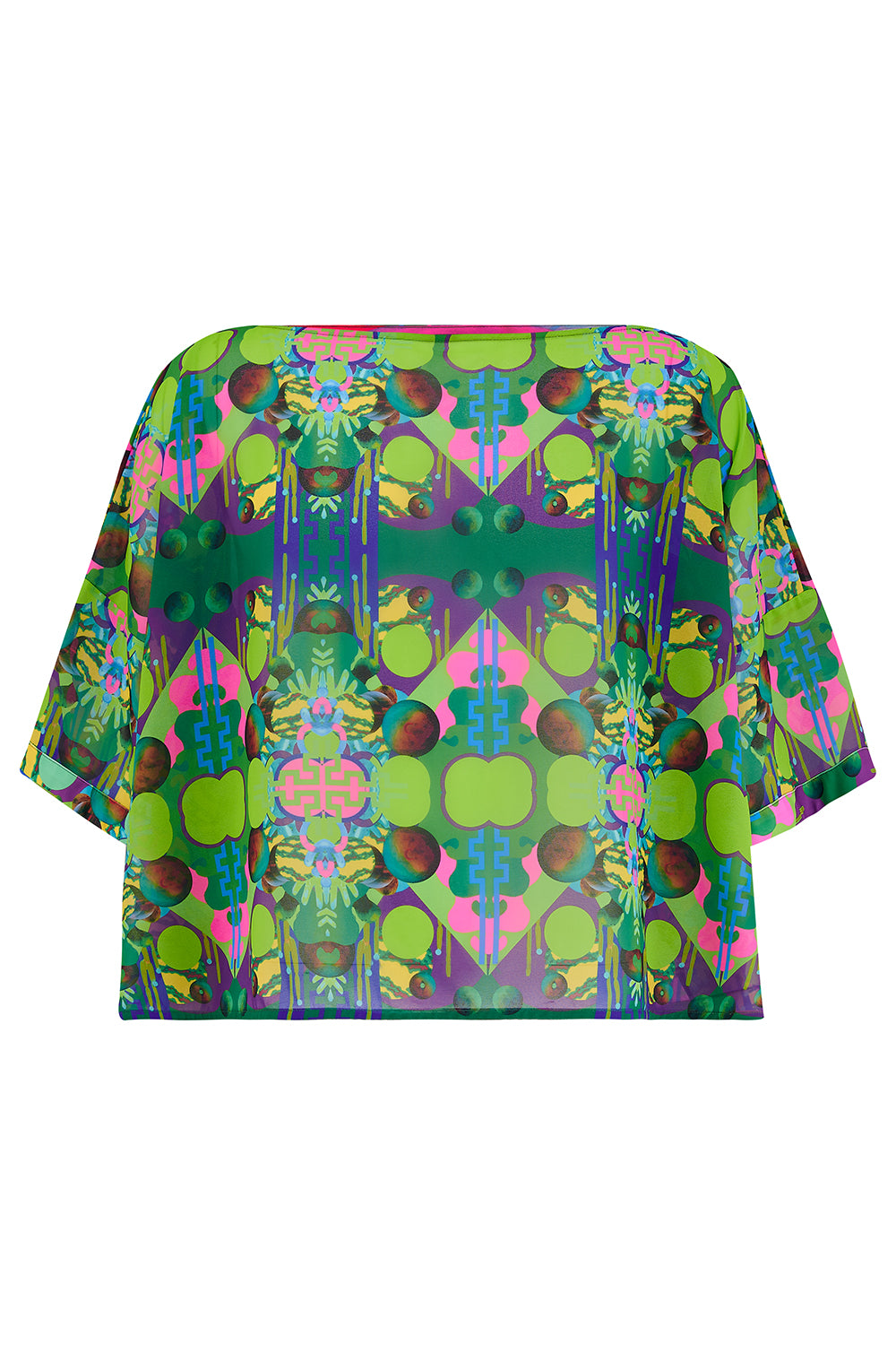 Green Oversized Cropped Chiffon T-Shirt